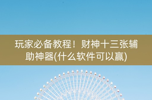 玩家必备教程！财神十三张辅助神器(什么软件可以赢)