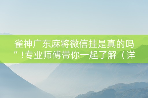 雀神广东麻将微信挂是真的吗”!专业师傅带你一起了解（详细教程）-知乎