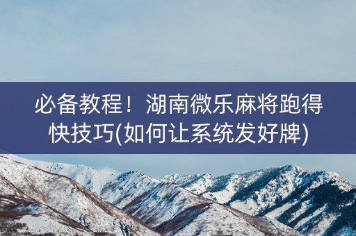 必备教程！湖南微乐麻将跑得快技巧(如何让系统发好牌)