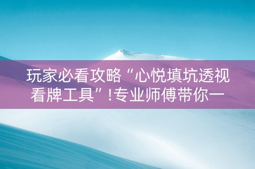 玩家必看攻略“心悦填坑透视看牌工具”!专业师傅带你一起了解（详细教程）-知乎