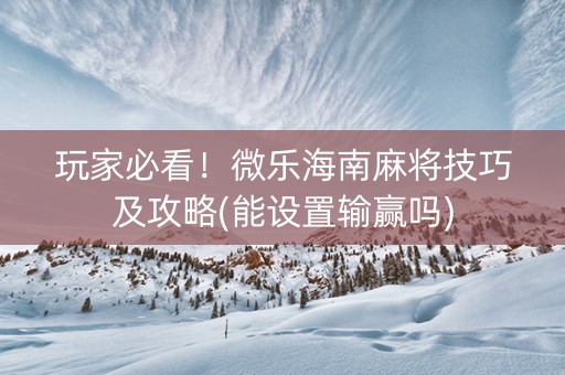 玩家必看！微乐海南麻将技巧及攻略(能设置输赢吗)