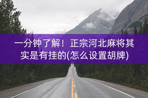 一分钟了解！正宗河北麻将其实是有挂的(怎么设置胡牌)