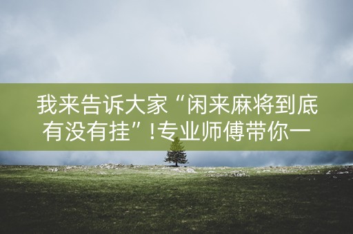 我来告诉大家“闲来麻将到底有没有挂”!专业师傅带你一起了解（详细教程）-知乎