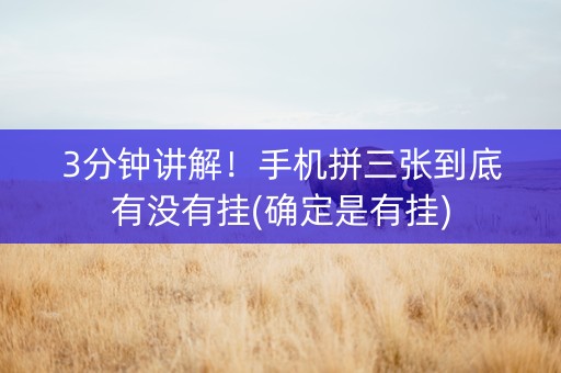 3分钟讲解！手机拼三张到底有没有挂(确定是有挂)