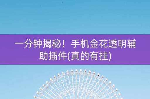 一分钟揭秘！手机金花透明辅助插件(真的有挂)