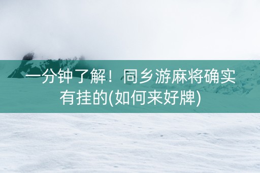 一分钟了解！同乡游麻将确实有挂的(如何来好牌)