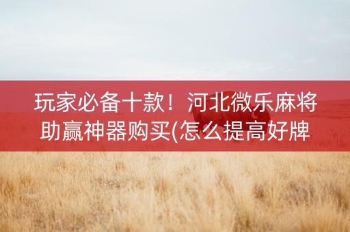玩家必备十款！河北微乐麻将助赢神器购买(怎么提高好牌几率)