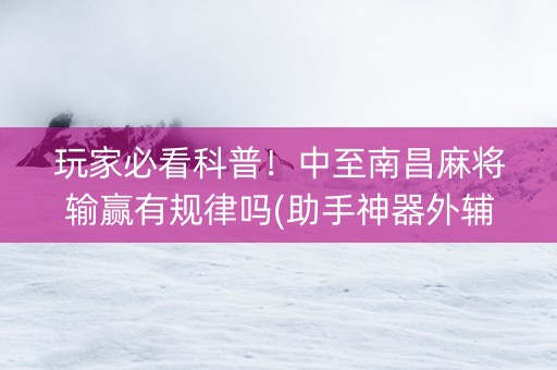 玩家必看科普！中至南昌麻将输赢有规律吗(助手神器外辅工具)