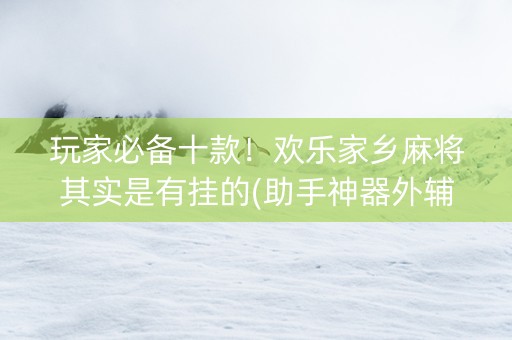 玩家必备十款！欢乐家乡麻将其实是有挂的(助手神器外辅工具)