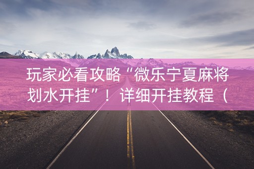 玩家必看攻略“微乐宁夏麻将划水开挂”！详细开挂教程（确实真的有挂)-知乎