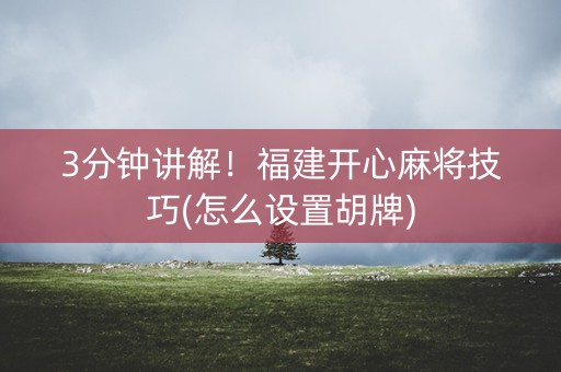 3分钟讲解！福建开心麻将技巧(怎么设置胡牌)