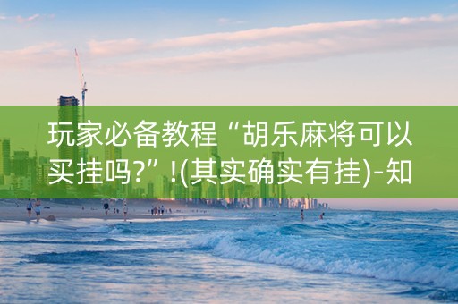 玩家必备教程“胡乐麻将可以买挂吗?”!(其实确实有挂)-知乎