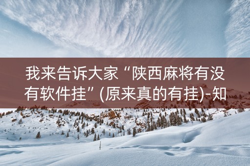我来告诉大家“陕西麻将有没有软件挂”(原来真的有挂)-知乎