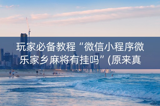 玩家必备教程“微信小程序微乐家乡麻将有挂吗”(原来真的有挂)-知乎