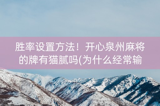 胜率设置方法！开心泉州麻将的牌有猫腻吗(为什么经常输)