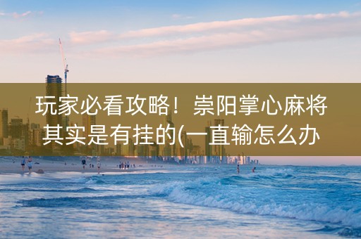 玩家必看攻略！崇阳掌心麻将其实是有挂的(一直输怎么办)