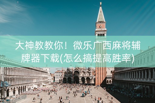 大神教教你！微乐广西麻将辅牌器下载(怎么搞提高胜率)