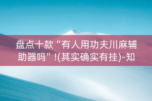 盘点十款“有人用功夫川麻辅助器吗”!(其实确实有挂)-知乎