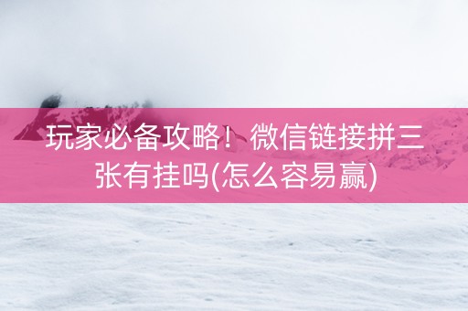 玩家必备攻略！微信链接拼三张有挂吗(怎么容易赢)