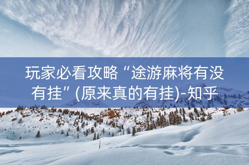 玩家必看攻略“途游麻将有没有挂”(原来真的有挂)-知乎