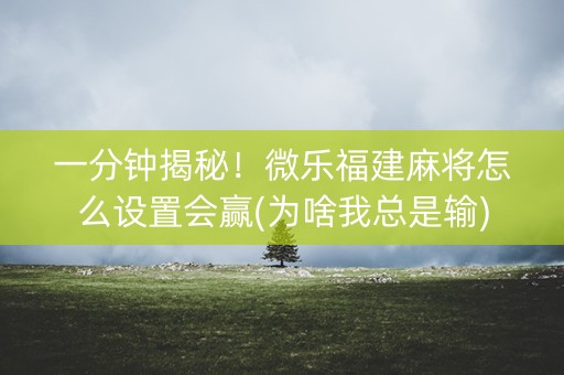 一分钟揭秘！微乐福建麻将怎么设置会赢(为啥我总是输)