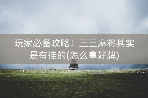玩家必备攻略！三三麻将其实是有挂的(怎么拿好牌)