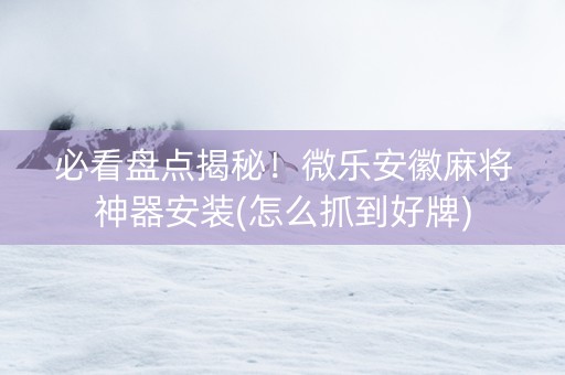 必看盘点揭秘！微乐安徽麻将神器安装(怎么抓到好牌)