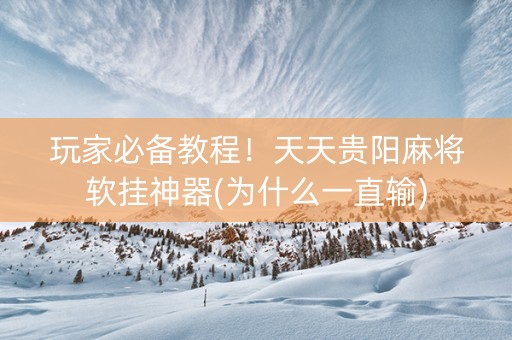 玩家必备教程！天天贵阳麻将软挂神器(为什么一直输)
