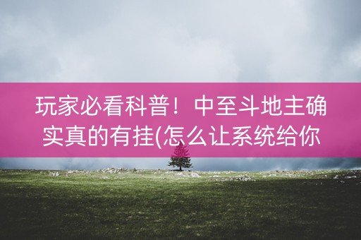 玩家必看科普！中至斗地主确实真的有挂(怎么让系统给你发好牌)