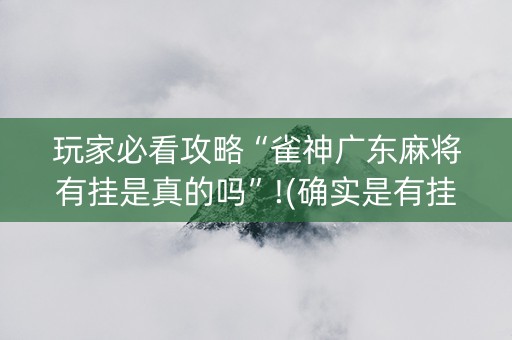 玩家必看攻略“雀神广东麻将有挂是真的吗”!(确实是有挂)-知乎