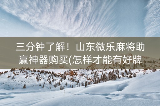 三分钟了解！山东微乐麻将助赢神器购买(怎样才能有好牌)