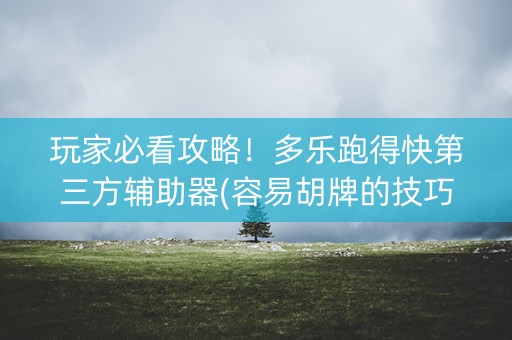 玩家必看攻略！多乐跑得快第三方辅助器(容易胡牌的技巧)