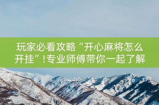 玩家必看攻略“开心麻将怎么开挂”!专业师傅带你一起了解（详细教程）-知乎