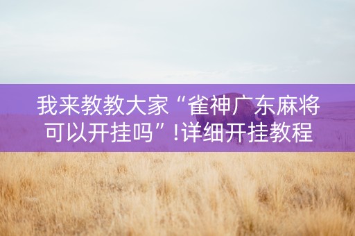 我来教教大家“雀神广东麻将可以开挂吗”!详细开挂教程-知乎
