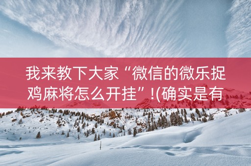 我来教下大家“微信的微乐捉鸡麻将怎么开挂”!(确实是有挂)-知乎