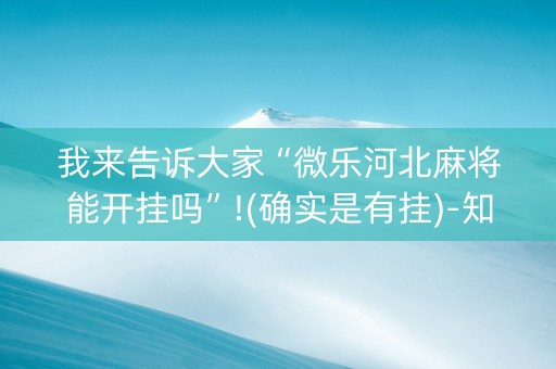 我来告诉大家“微乐河北麻将能开挂吗”!(确实是有挂)-知乎