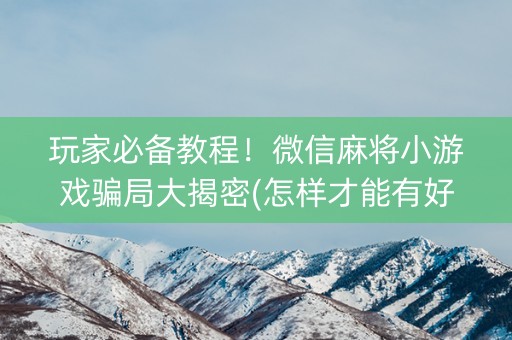 玩家必备教程！微信麻将小游戏骗局大揭密(怎样才能有好牌)
