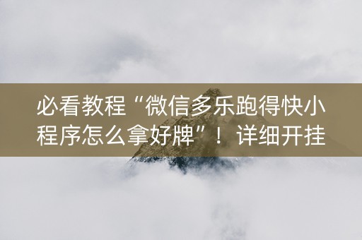 必看教程“微信多乐跑得快小程序怎么拿好牌”！详细开挂教程（确实真的有挂)-知乎