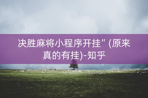决胜麻将小程序开挂”(原来真的有挂)-知乎