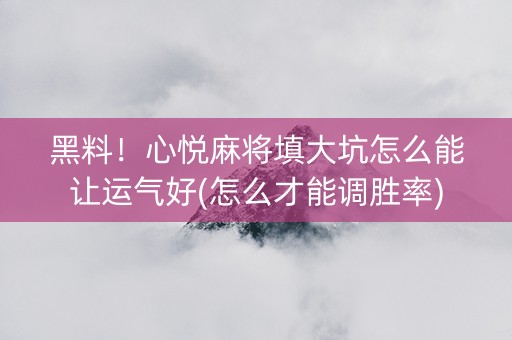 黑料！心悦麻将填大坑怎么能让运气好(怎么才能调胜率)