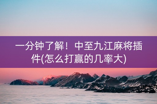 一分钟了解！中至九江麻将插件(怎么打赢的几率大)