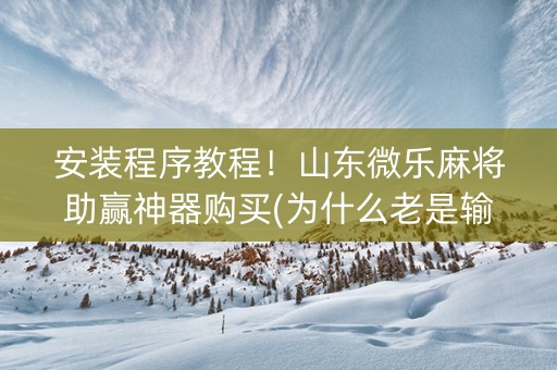 安装程序教程！山东微乐麻将助赢神器购买(为什么老是输呢)