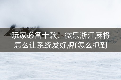 玩家必备十款！微乐浙江麻将怎么让系统发好牌(怎么抓到好牌)