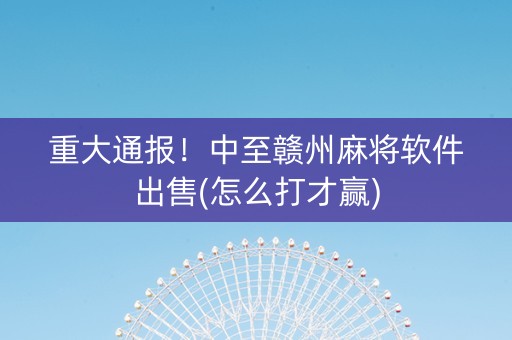重大通报！中至赣州麻将软件出售(怎么打才赢)