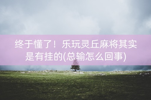 终于懂了！乐玩灵丘麻将其实是有挂的(总输怎么回事)