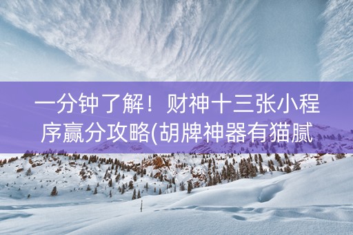 一分钟了解！财神十三张小程序赢分攻略(胡牌神器有猫腻吗)