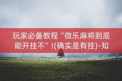 玩家必备教程“微乐麻将到底能开挂不”!(确实是有挂)-知乎