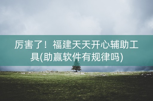 厉害了！福建天天开心辅助工具(助赢软件有规律吗)