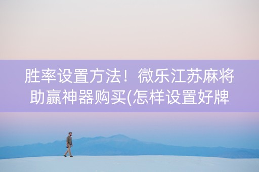 胜率设置方法！微乐江苏麻将助赢神器购买(怎样设置好牌)