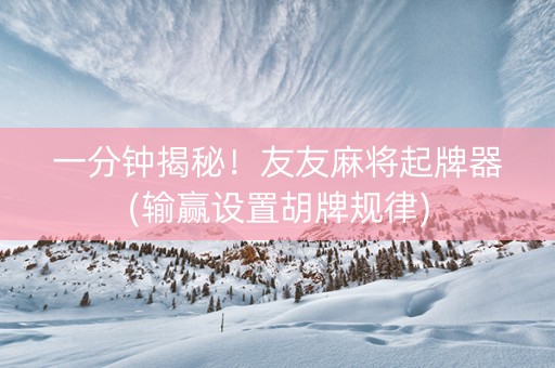 一分钟揭秘！友友麻将起牌器(输赢设置胡牌规律)